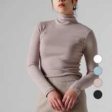 오슬 여성용 스탠다드핏 기모 소프트 터틀넥