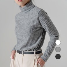 오슬 여성용 레귤러핏 골지 니트 터틀넥