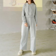 Angel Eye 女童連帽短版寬褲運動套裝