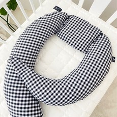 안트미미 유아용 뒤집기방지 짱구 베개 나인 바디필로우 좁쌀, 체크블랙