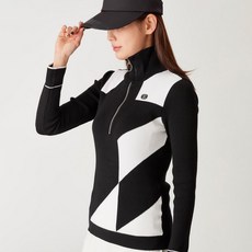 헤지스골프 여성용 미니숄 지도리 반집업 스웨터 HWSW1D741BK