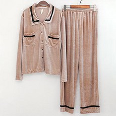 글램공감 여성용 미엘 벨벳 수면 긴팔 잠옷 세트