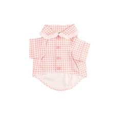 ALKONG DANZAM Puppy Gobang 格子棉襯衫家居服睡衣, 粉色的