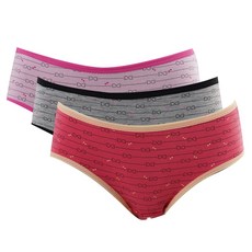 KerriLucy 防漏點絲帶衛生內褲 3 種 x 2p 套裝, 粉色, 灰色, 紅色