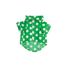 alkong danzam 狗狗亞麻圓點襯衫室內服睡衣, 綠色, 1個