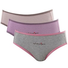 KerriLucy 防漏條紋衛生內褲 3 種 x 2p 套裝, 米色、紫色、灰色