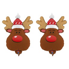 銀箔微笑馴鹿氣球, 單一顏色, 2個