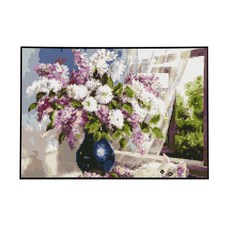 Play about 帆布類型DIY珠寶十字架40 x 50厘米, 窗邊的薰衣草（HY121）