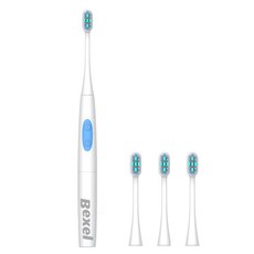 Bexel 白色清潔電動牙刷藍色+3支刷頭套組, BT-100BL
