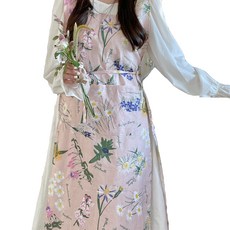 amieng Julia Long 亞麻一件式圍裙, 粉色, 1個
