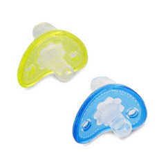 Putti Atti 矽膠安撫奶嘴 2入+奶嘴收納盒 2入, S號(2~6個月), 黃色+藍色, 2個