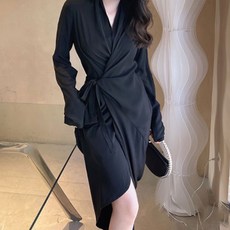 비비에모 섹시 슬림핏 주름 스플릿 앞트임 원피스 00689