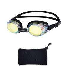 SILVERSPIN 兒童用蛙鏡 SGT-310JM+網眼收納袋, 黑色（水培），隨機發貨（網袋）