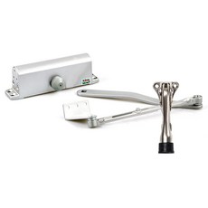 king ASSA ABLOY L型支架門弓器 銀色 K1630S + 一鍵式門擋 灰色 小號 套組, 1套