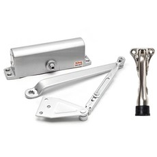 king ASSA ABLOY L型支架閉門器 銀色 K630F + 一鍵式門擋 灰色 小號 套組, 1套