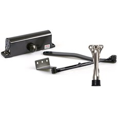 king ASSA ABLOY L型支架閉門器 黑色 K1630S + 一鍵式門擋 灰色 小號 套組, 1套