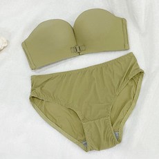 미퓨어 3cm 볼륨 앞후크 노와이어 오프숄더 브라팬티세트