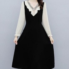 ATTERLIC V領泡泡袖長版洋裝 00460 含大尺碼, 黑色