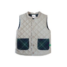 amareillael 兒童格紋口袋絎縫馬甲