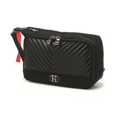 헤지스골프 VOYAGE 사선 블럭 미디움 파우치 HUGF1F921BK, 블랙, 1개