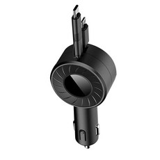 허리케인 차량용 USB 충전 시거잭 3 in 1, 블랙