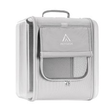 petseek 網狀透明寵物後背包, 單色灰色