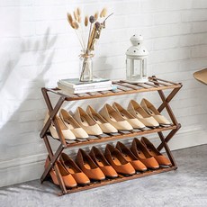 World 25多功能收納展示簡易保管花盆樹木折疊鞋櫃 3層 70cm AA35, 棕色