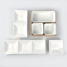 PAULUS 獨食分隔盤3件組 + 單人份大號分菜碗3件組, 白色, 1套