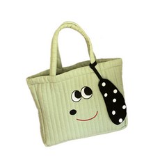 棉質小狗單肩包, 圓點綠色, 1入