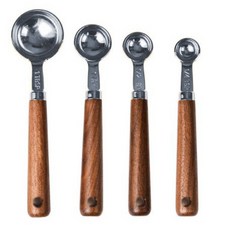 市場五款玫瑰金實木量勺原銀4件套, 1套