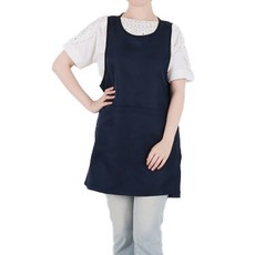 CLEAN UNIFORM 單邊開衩連身圍裙, 1個, 海軍藍