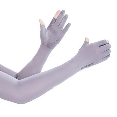 手指涼感袖套手套, 灰色, 1個