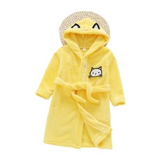 스타빈 아동용 큐트 패턴 후드 목욕가운, 옐로캣, 1개
