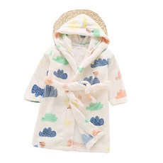 兒童印花連帽浴袍, 高山款, 1入