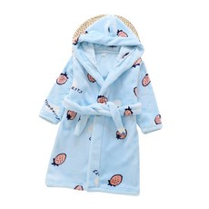 兒童印花連帽浴袍, 草莓款 藍色, 1入