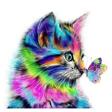 라이징 레인보우 고양이 보석십자수 취미 DIY 키트, 혼합색상, 1개