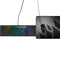 Corsair K60 RGB PRO 有線鍵盤 + HARPOON RGB PRO 鼠標 + MM300 鼠標墊套裝中號組合, CH-910D519-NA, 黑色, 一般型