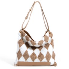 冬季刷毛單肩尿布包, 米色