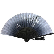 手工鏤空絲綢傳統扇, 銀紫色, 1個