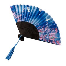 手工鏤空絲綢傳統扇, 蔚藍春天, 1個