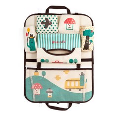 動物印花汽車座椅防踢收納墊, 蘑菇款 棕色, 1入