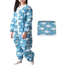 베베슈에뜨 전신 미술 놀이가운 + 파우치, 샤크(가운)