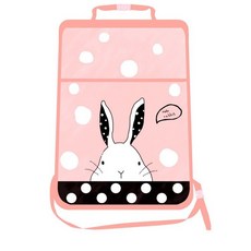 印花汽車座椅防踢墊, 圓點兔款, 1入