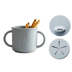 CASA MUUTTI 雙手把杯子+蓋子 2款組, Stone Blue, 1組