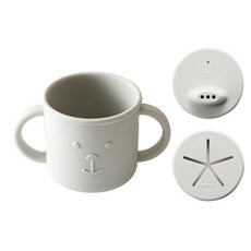 CASA MUUTTI 雙手把杯子+蓋子 2款組, Grey, 1組