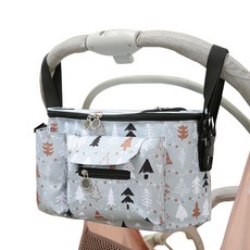 JCP 상큼 패턴 유모차 기저귀 파우치, 그레이, 1개