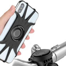 TRAVELO 可旋轉 360 度矽膠自行車手機架, 黑色, 1個