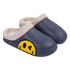 COMMASHOE 男款微笑印花刷絨拖鞋 SM1250, 275, 深灰色