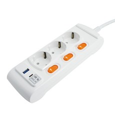 Gs&tap 獨立開關 USB C型延長線 3孔 GSM-USB316AHDP + 安全蓋 2P, 3.5m, 單一顏色, 1套