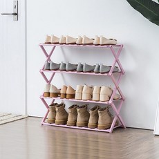 World收納折疊式鞋收納架 25-AA40 4層 70cm, 淺紫色